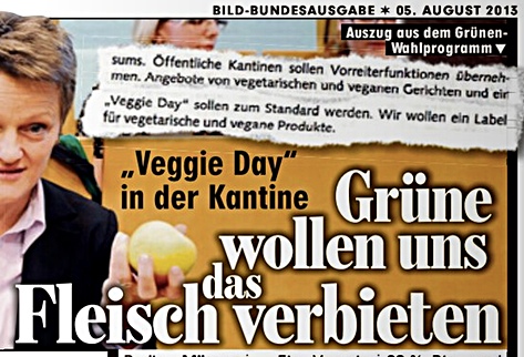 BILD über die Forderung der GRÜNEN nach einem Veggie-Day