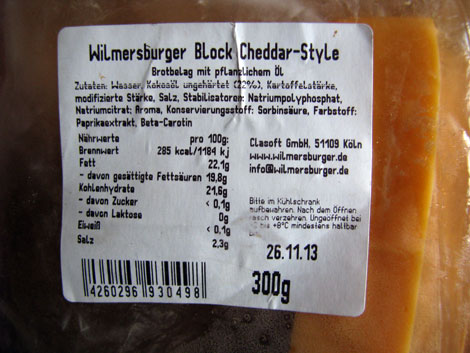 Wilmersburger Block Cheddar Style - Zutaten